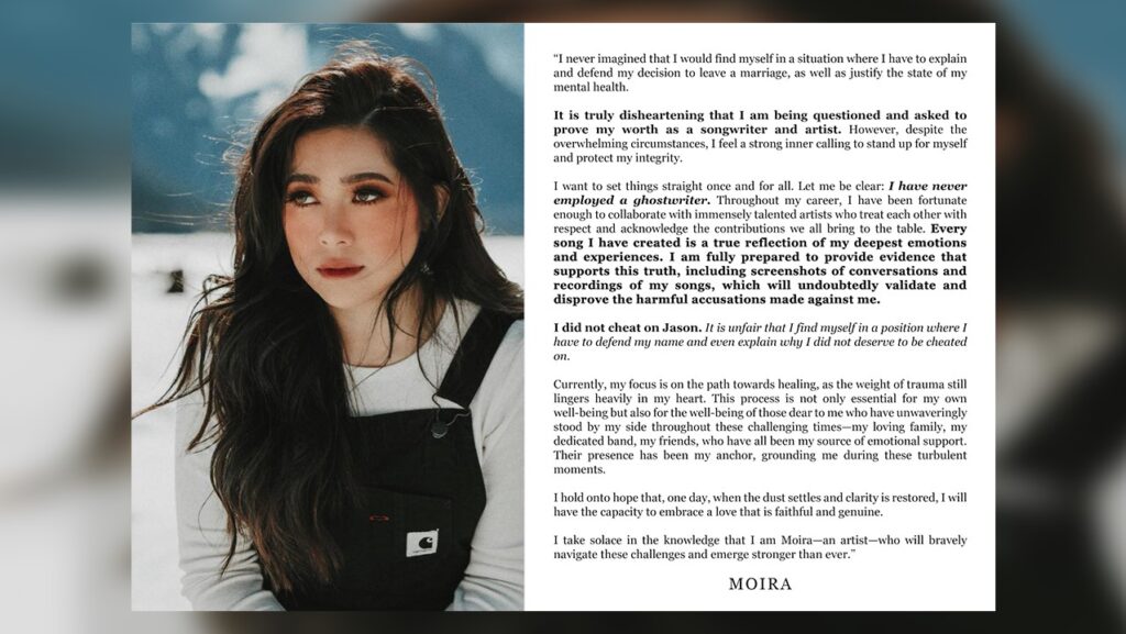 Moira releases statement defending artistic integrity